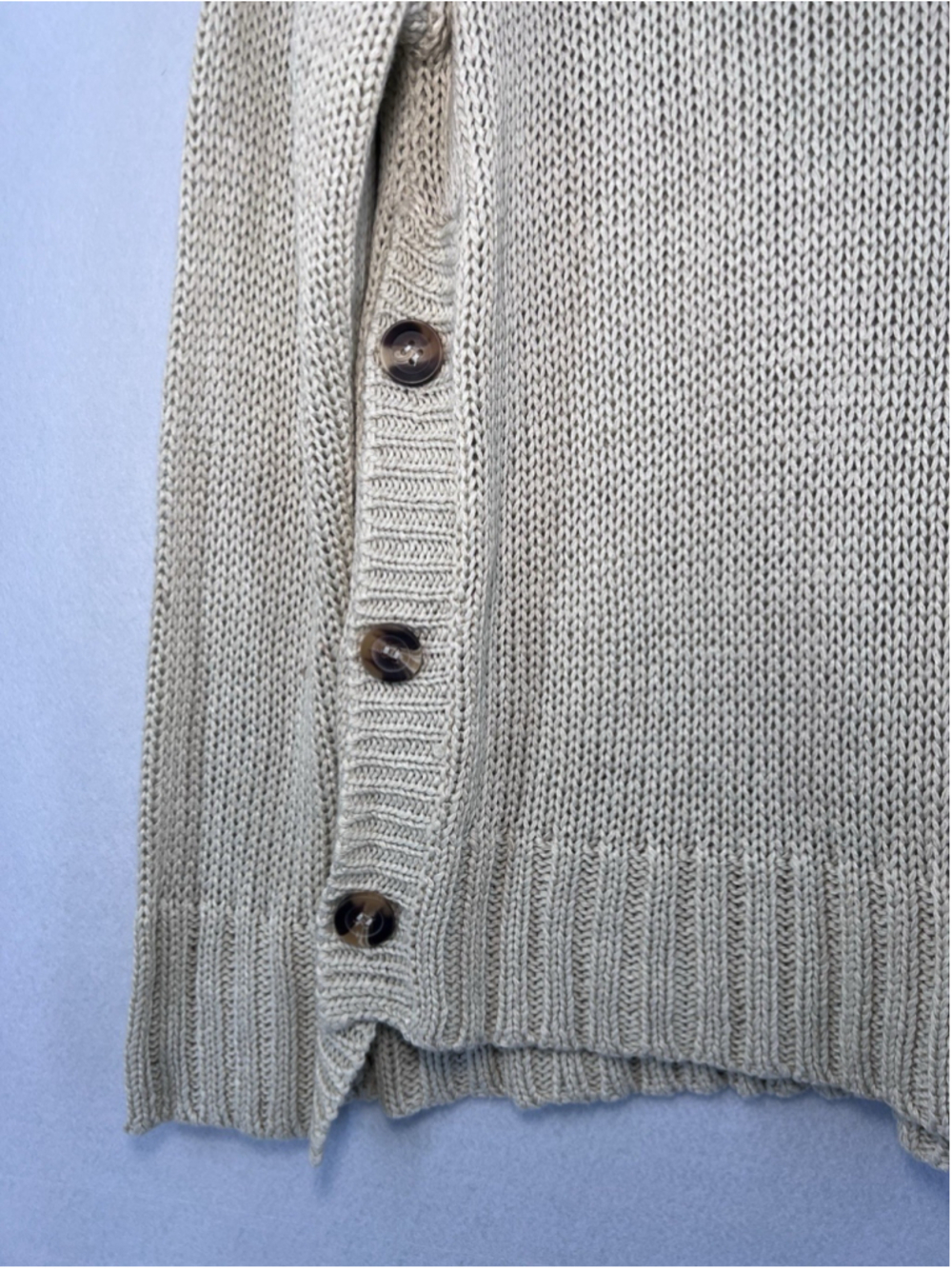 RetRod Knit Pullover Sweater Beige Button Accent Crew Neck Long Sleeve Small NWT - Picture 6 of 16